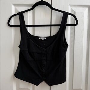 Reformation Black Button-Up Crop Top